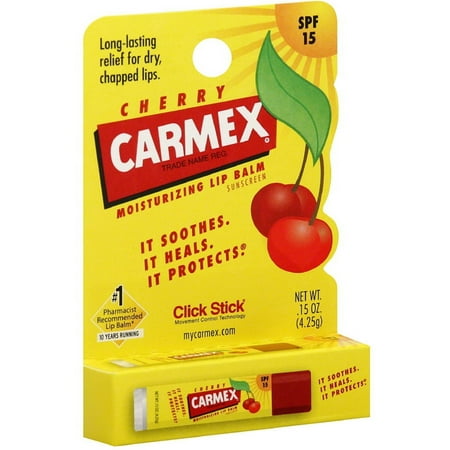 4 Pack - Carmex Click-Stick Moisturizing Lip Balm SPF 15, Cherry 0.15