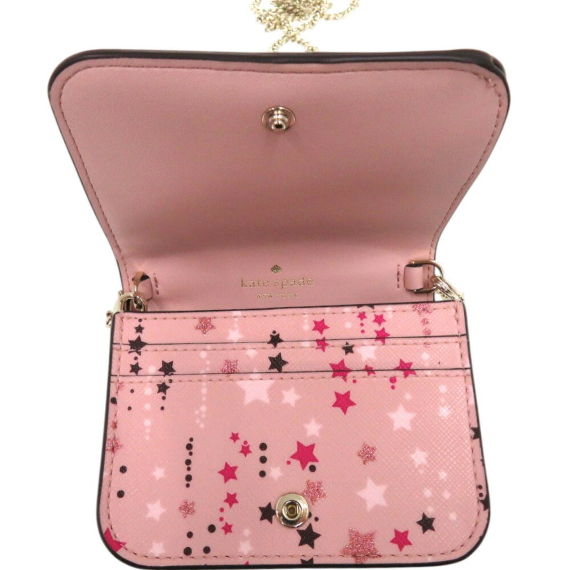 Pre-Owned Unused Kate Spade Stacey Star K4724 Bifold Wallet in PVC with Pink Chain,...
