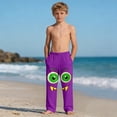 thumbnail image 4 of Boys Monster Face Pants, Purple Cartoon Joggers for Kids, Hall-oween Sweatpants with Elastic Waist & Pockets,Size 13 T, 4 of 9