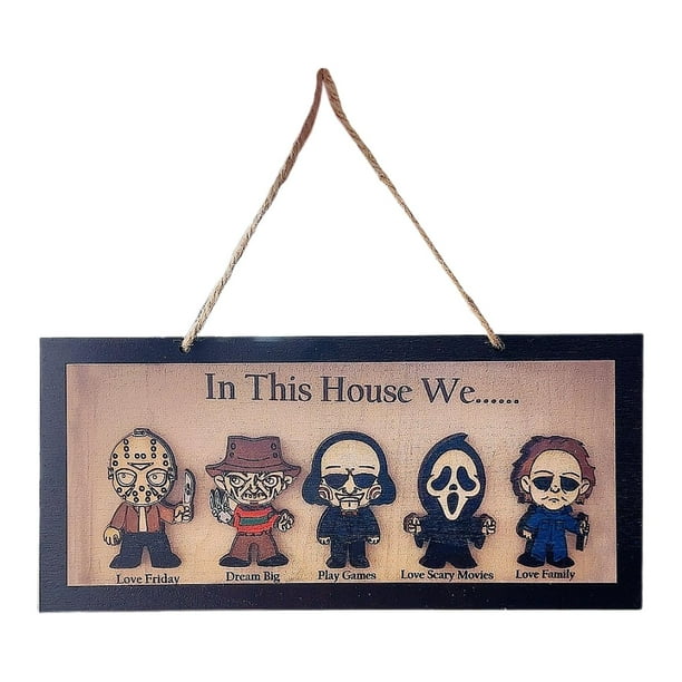 Letrero de madera perfecl con personaje de terror Marco decoración Halloween regalo chimenea