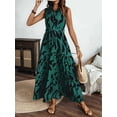 thumbnail image 6 of Dycnvjo Women'S Summer Floral Maxi Dress Button Up Collar Tie Waist Tiered Ruffle Sleeveless Boho Dresses Green S, 6 of 7