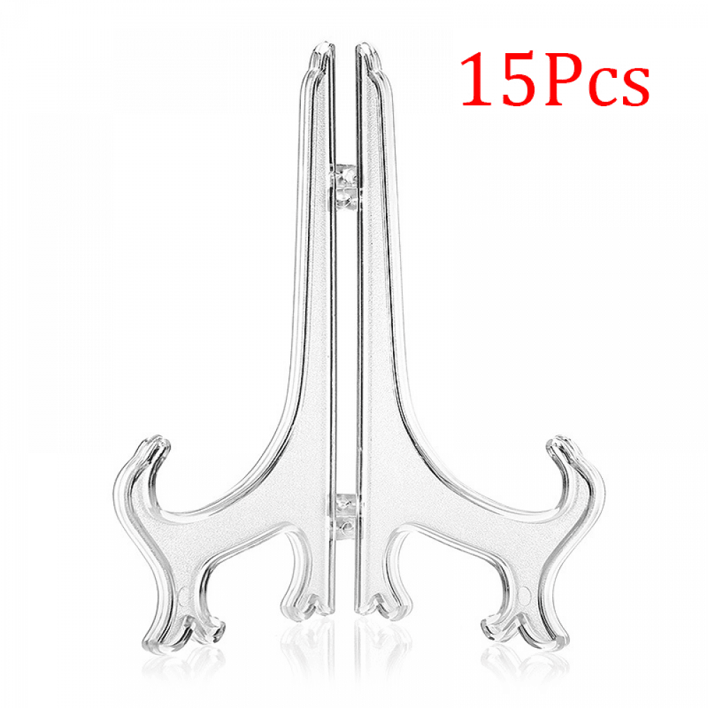 QIFEI 15 Pack Mini Easels, Card Stand for Baseball Sports Trading Cards, Photo Display (Clear