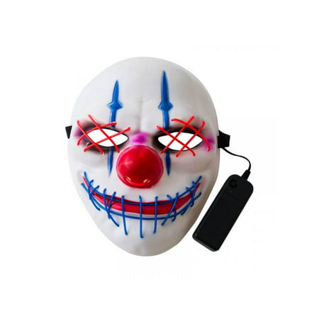 MarinaVida Halloween LED Light Big Mouth Clown Glowing Mask Horror Dress Up