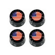 Metallor Guitar Speed Control Knobs Volumn Tone Knobs Top Hat Knobs for Les Paul LP SG ES Black National Flag 4Pcs