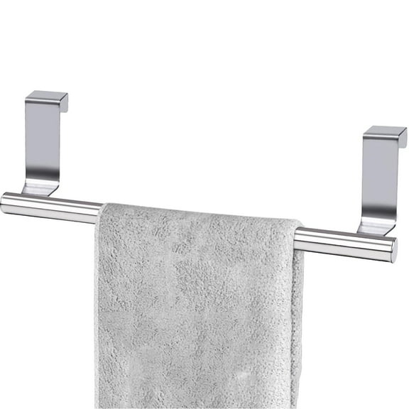 NOGIS 1 Pack Stainless Steel Over Door Towel Rack Bar Holders for Universal Fit on Over Cabinet Cupboard Doors