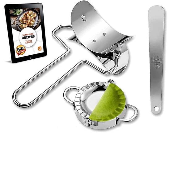 SHELLTON 3Pcs Stainless Steel Dumpling Maker Slicer Stuffing Spoon Dough Presser Mould