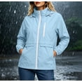 thumbnail image 2 of Cmfcve Rain Jacket for Womens Lightweight Fall Hooded Waterproof Jacket Zip Up Outdoor Hiking Windbreaker with Pockets, 2 of 9