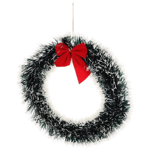 DEEPCRAFF Green Plastic Doorway Garland with Bowknot Wreath, Decorative Door Hanging, 1 Set for Home and Party