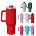 thumbnail image 5 of Dsoch 40 0z Bling Stainless Steel Tumbler with Straw-Silver with Black Handle, 5 of 9