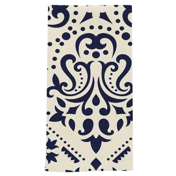 Briarwood Lane Everyday Hand Towel 26x18 Navy and Tan Damask Hand Towel