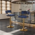 thumbnail image 6 of VINGLI Counter Height Bar Stools Set of 2, Modern Velvet Adjustable Swivel Barstools w/Hollow Backs, Metal Legs for Kitchen Island, Armless Hydraulic Kitchen Counter Bar Stool, Blue, 6 of 7