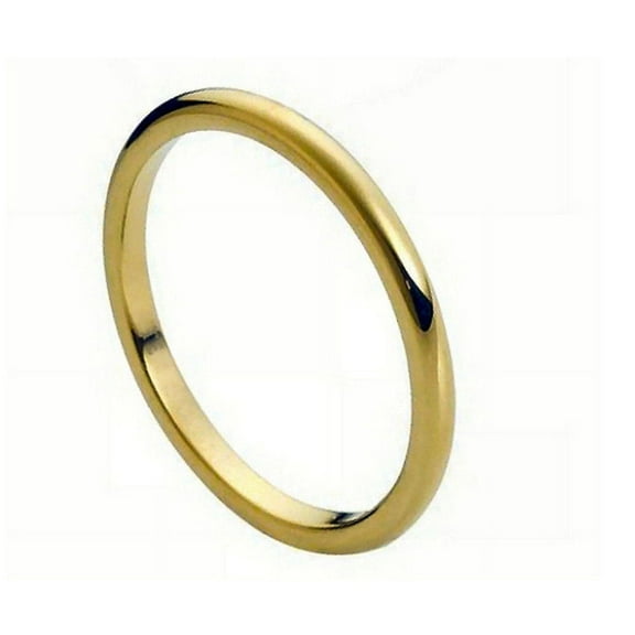 2mm Tungsten Carbide Classic Gold Plated Domed Wedding Band Ring For Men Or Ladies