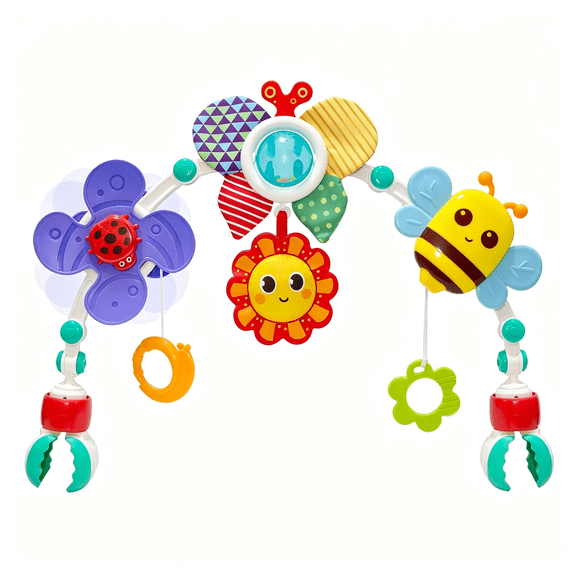 CYFW Baby Activity Arch Toy Bar for Stroller, Bassinets and Car Seat, Adjustable Crib Toys Hanging Attachment, Sensory Development Toys with Rattles Car Seat Toys