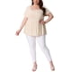thumbnail image 4 of Camisas de mujer de talla grande Agnes Orinda, blusas de peplum sólido, cuello cuadrado, estilo babydoll, 1X beige, 4 of 6