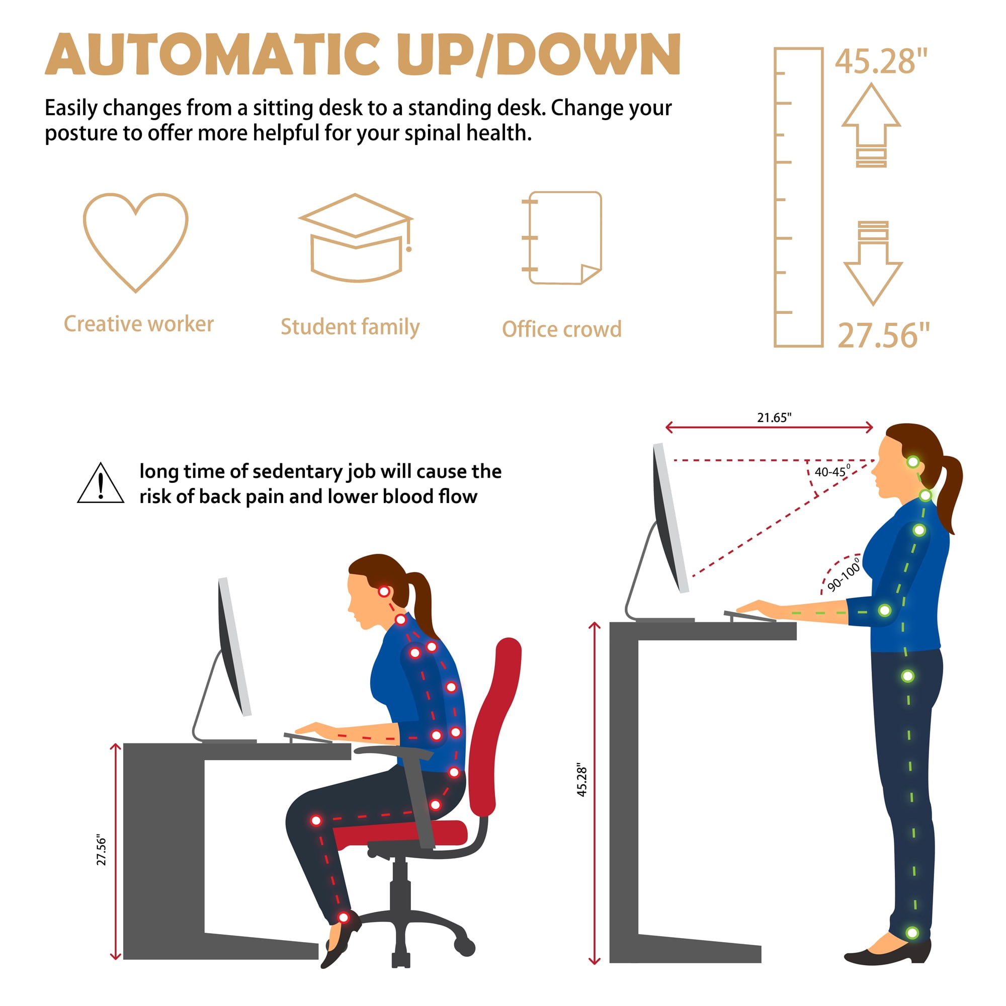 Sobaniilo 63'' x 24'' Electric Height Adjustable Standing Desk, Sit Stand Home Office Stand Up Desk(Black Frame + Bamboo Top)