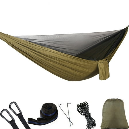 Hammock Extension 290 x 140cm Outdoor Hammock Swing with Integrated Mosquito Curtain Bugs Net Extension Straps Clips Ground Rope Ground Nails Included ()