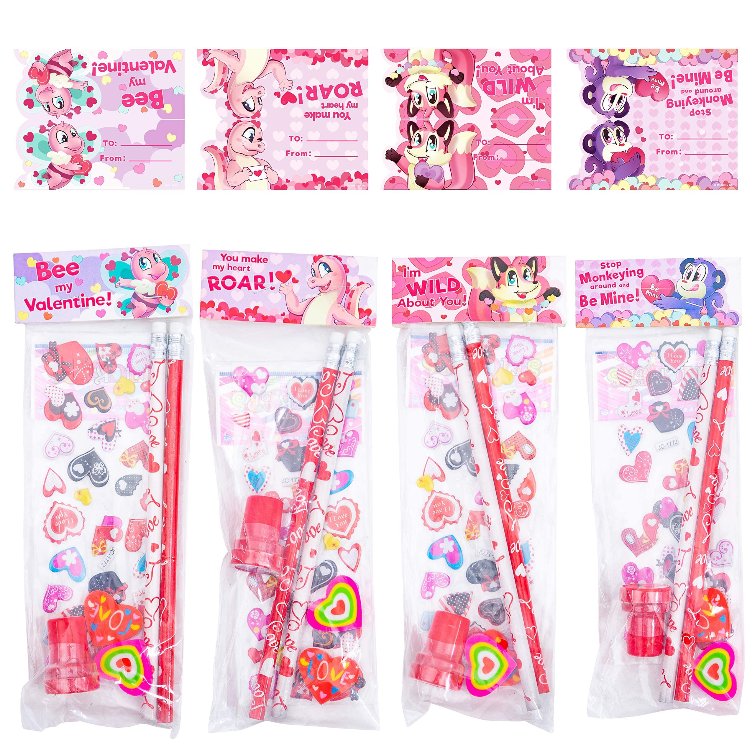 28Pack Valentines Day Gifts for Kids 175 PCS Assorted Stationery Set for  Valentine's School Classroom Exchange Party Favor Goodie Bag