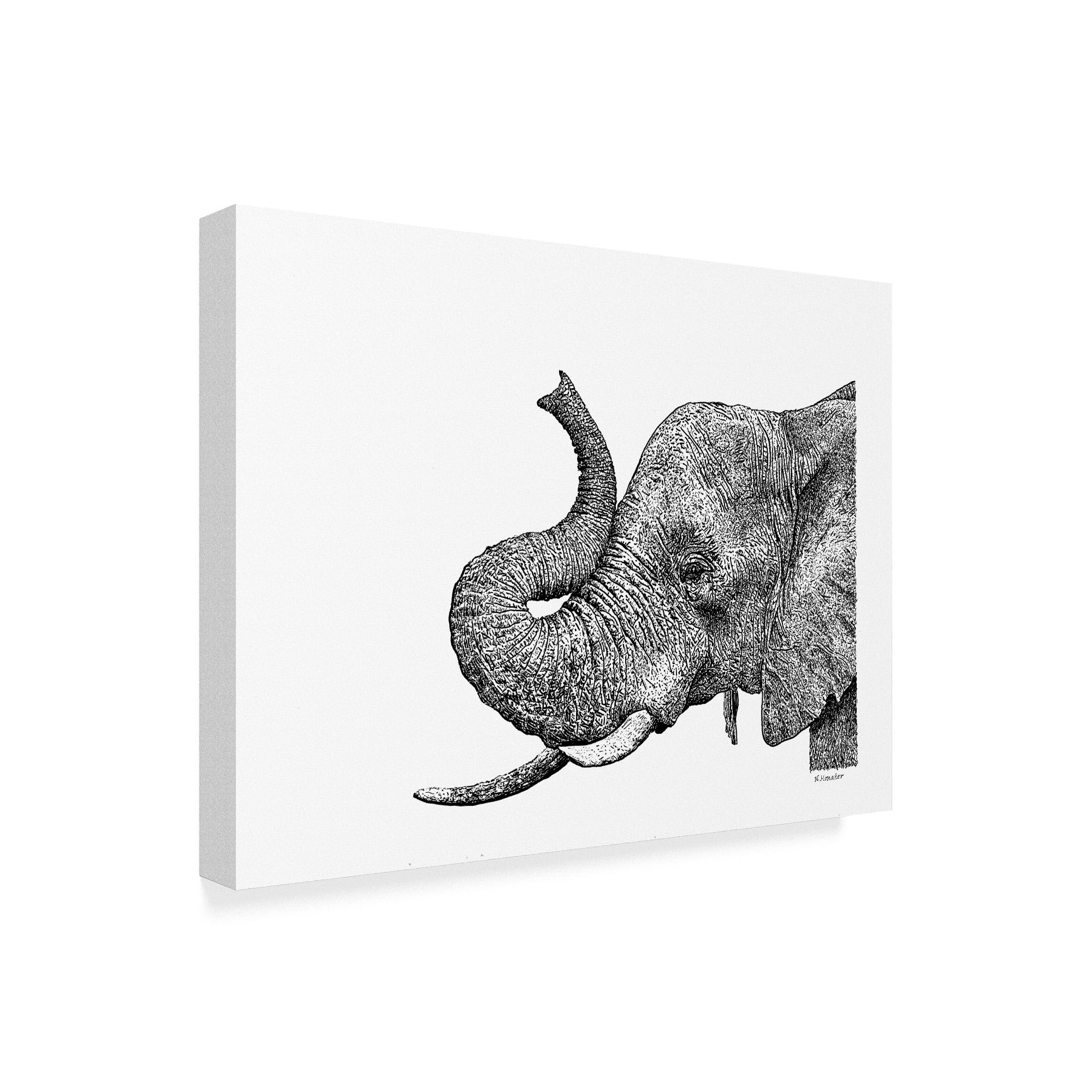 Trademark Fine Art 'Elephant Line Art' Canvas Art by Let Your Art Soar