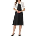 thumbnail image 2 of MODA NOVA Lace Shrug Bolero for Juniors Satin Panel Open Front Crop Cardigans White XS, 2 of 6