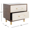thumbnail image 4 of SAFAVIEH Justice Retro Rustic 2 Drawer Nightstand, Walnut/White Washed, 4 of 15