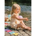 thumbnail image 5 of BemeyourBBs Toddler Baby Girls Smocked Rompers Summer One Piece Jumpsuits Clothes Solid Color Ruched Bowknot Front Fly Sleeve Infant Playsuit Ruffle Overalls Shorts, 5 of 9