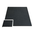 thumbnail image 1 of KFFKFF Gym Floor Tiles, 0.56 Inch Thickness, 6 Pieces, Rubber Surface and EVA Foam Core, Each Tile 24" x 24", Total Coverage 24 sq.ft, Connectable Exercise Mats for Home, Garage, Gym, Black & White, 1 of 9