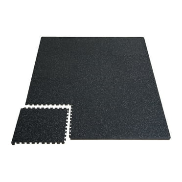 KFFKFF Gym Floor Tiles, 0.56 Inch Thickness, 12 Pieces, Rubber Surface and EVA Foam Core, Dimensions 24" x 24", Provides 48 sq.ft of Coverage, Interlocking Design, Ideal for Gym,Garage, Black & White
