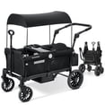 thumbnail image 1 of ELEMARA Stroller Wagon for 2 Kids, Foldable Wagon Stroller, Premium All Terrain Wagon for Kids, Kids Wagon Cart w/Removable Canopy, Adjustable Push/Pull Handle, Harnesses, Large Storage Bag, Black, 1 of 5