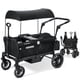 thumbnail image 1 of ELEMARA Stroller Wagon for 2 Kids, Foldable Wagon Stroller, Premium All Terrain Wagon for Kids, Kids Wagon Cart w/Removable Canopy, Adjustable Push/Pull Handle, Harnesses, Large Storage Bag, Black, 1 of 5