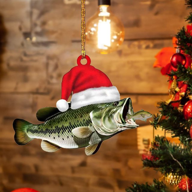 Colección de peces navideños, decoración de pesca realista, decorativa para decoración de árbol de Navidad