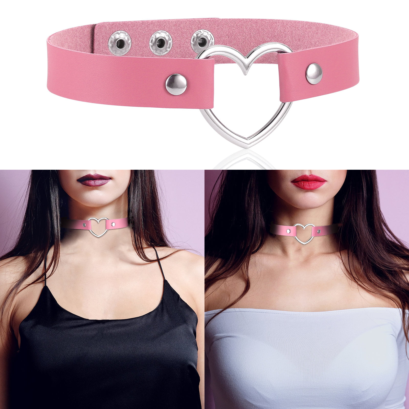 Asphire Cyber Punk Leather Choker Hollow Heart Collar Necklace Sexy Black  Geometric Choker Exaggerated Cosplay Party Jewelry Accessories for Women