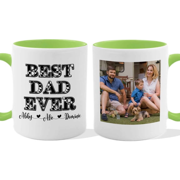 Customizaholic Best Dad Ever Personalized Photo Mug with Kids Names – Custom Father’s Day Coffee Mug Gift