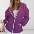 thumbnail image 2 of Tweang Zip Up Hoodie Women Workout Jackets for Woman Sweatshirts for Women Winter Jackets for Women Fall Jacket Pocket Sweatshirt Clothing Zipper Track Jacket Tops Womens Winter Coats Purple L, 2 of 5