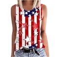 thumbnail image 2 of Fartey Plus Size 4th of July Tank Tops for Women Trendy Stars Stripes Print Patriotic Tees Summer Sleeveless Crew Neck Shirts Independence Day Patriotic Tanks Red XXL, 2 of 5