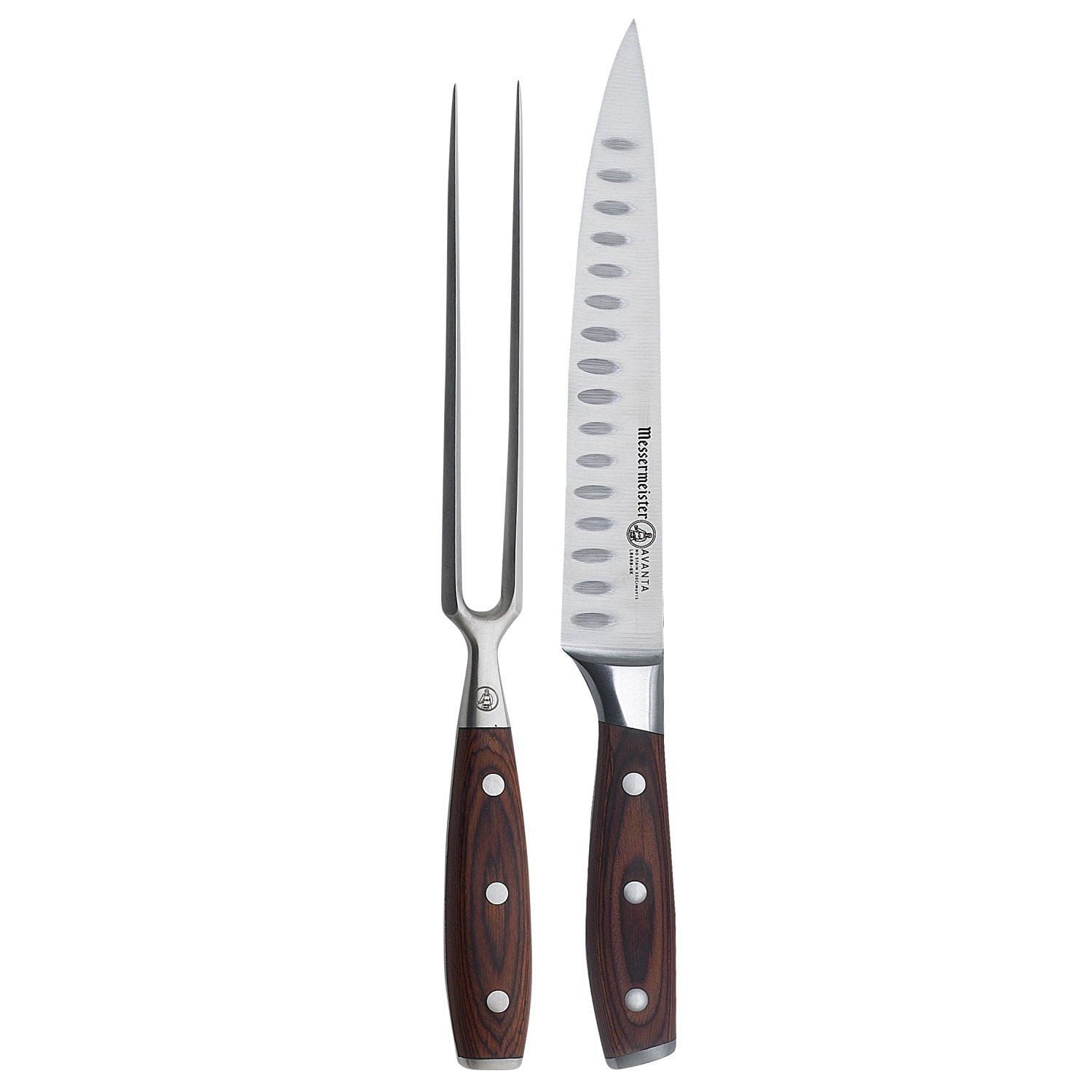 Messermeister Avanta 8" Hollow Edge Carving Knife & 6.5" Fork 2pc