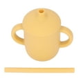 thumbnail image 3 of Vaso de silicona para bebés a prueba de derrames, con asa antideslizante, sin BPA, con pajita para bebés de 6 meses en adelante, color amarillo, 3 of 15