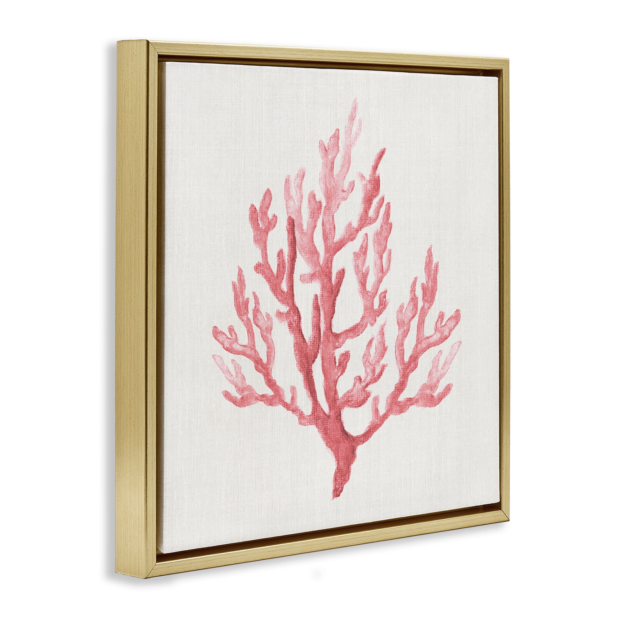 Stupell Industries Muted Pink Coral Branch Gold Framed Floater Canvas Wall Art, design by Janet Tava