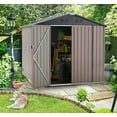 thumbnail image 3 of YODOLLA 7 x 7 ft. Outdoor Metal Storage Shed with Sliding Roof & Lockable Door, 3 of 9