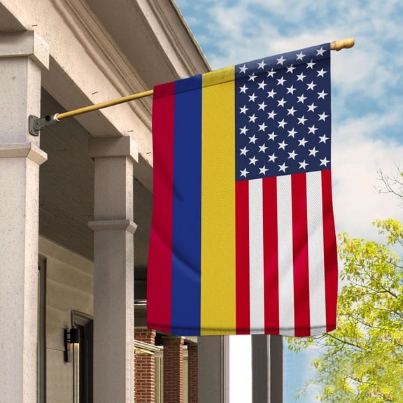 American Colombia Flag Colombian Friendship U.S.A Memorial Day Patriotic For House Flag, Double-Sided Decorative Outdoor Flag, Patriotic Polyester Yard Flag 29.5 x 39.5 in