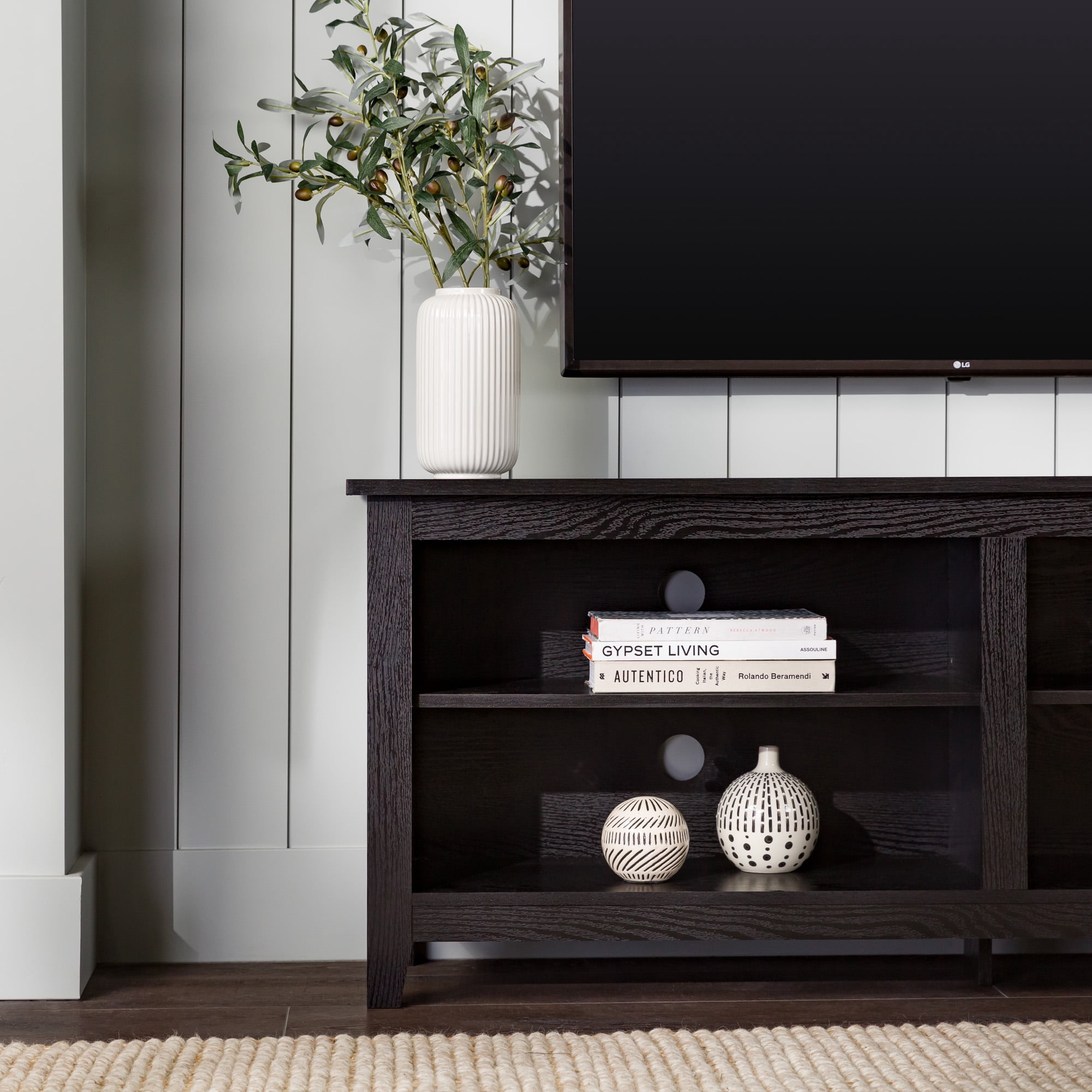 Walker Edison Open Storage TV Stand for TVs up to 65", Black