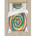 thumbnail image 1 of Rainbow Twin Size Duvet Cover Set, Artistic Spiral Rosette Pattern with Wavy Stripes Abstract Contemporary Design, Decorative 2 Piece Bedding Set with 1 Pillow Sham, Multicolor, by Ambesonne, 1 of 3