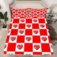 thumbnail image 2 of Castle Fairy Teens Love Heart Print Bed Sheets,Geometric Plaid King Sheets, 2 of 7