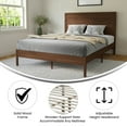 thumbnail image 3 of Flash Furniture Kingston Queen Size Solid Wood Platform Bed with Wooden Slats and Headboard, No Box Spring Needed, Brown, 3 of 10