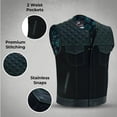thumbnail image 5 of Lesa Collection Mens Black Denim & Leather Motorcycle Club Vest Green Thread Zipper Front, Diamo - 4XL, 5 of 8