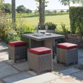 thumbnail image 4 of Kettler Palma 5-Piece Patio Cube Dining Set. Includes 4 Jockey Red Cushioned Stools and 27-Inch Poly Top Table., 4 of 5