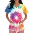 thumbnail image 4 of BDPORKAS Womens Scrubs Breathable Short Sleeve Scrubs Uniform Tie Dye Printed Trendy Soft V Neck Nurse Uniforms Shirts Pocketed, 4 of 7