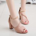 thumbnail image 3 of Sandalias romanas huecas con boca de pez para mujer, tacones altos con cuentas, gruesas, Sexy, Verano, 3 of 3