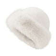 thumbnail image 2 of Eosunjian Women Winter Hat Thick Fuzzy Faux Fur Heat Retention Windproof Mongolia Style Hat Brimless Solid Color Outdoor Cycling Skiing Cap Beige, 2 of 13