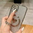 thumbnail image 4 of Compatible with iPhone 13 6.1 Inch Case with Magsafe, Plating Heart Glitter Magnetic Case for Women Girl TPU Camera Protection Back Cover for iPhone 13 Silver, 4 of 14