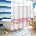thumbnail image 5 of No Hook Shower Curtain, Pink Purple Striped Shower Curtains for Bathroom with See Through Top Window, Abstract Modern Geometric Stripes Waterproof & Washable Bath Curtain Extra Long 72"x84", 5 of 9